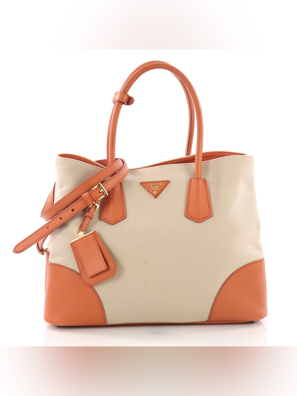 Prada Cuir Double Tote Canvas and Saffiano Leather